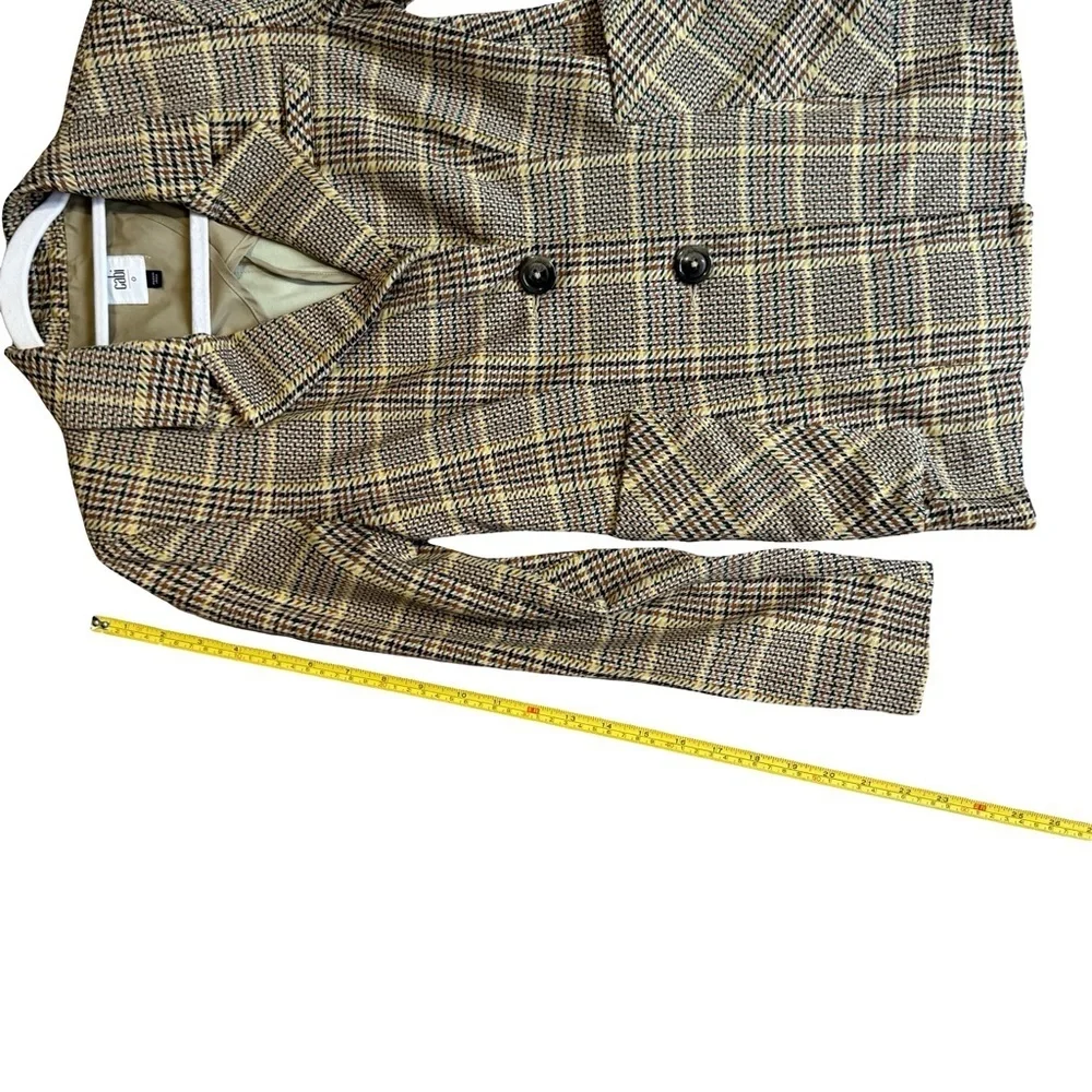 CAbi Women's Plaid Blazer - Black and Tan Size 0 Office Preppy Fall Checkered - Picture 6 of 14
